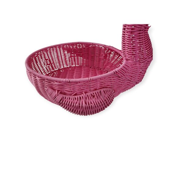 Flamingo Shaped Wicker Serving Basket Resin Planter Decor - Picture 7 of 11